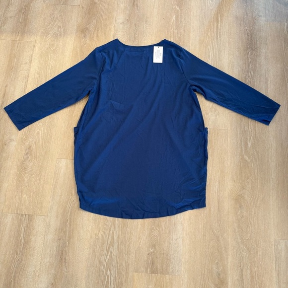 Minibee Linen Blend Blue Long Sleeve Tunic with Pockets 2X Lagenlook Boho NWT - Picture 8 of 12